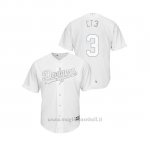 Maglia Baseball Hombre Los Angeles Dodgers 3 Chris Taylor 2019 Players Weekend Ct3 Replica Bianco