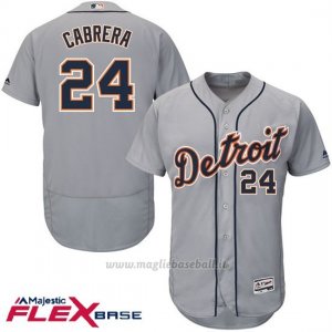 Maglia Baseball Uomo Detroit Tigers Miguel Cabrera Majestic Autentico Collezione Flex Base Grigio