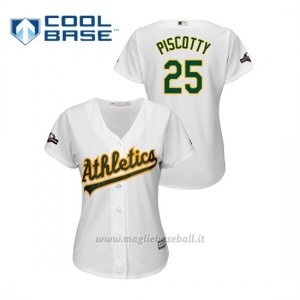 Maglia Baseball Donna Oakland Athletics 25 Stephen Piscotty 2019 Postseason Cool Base Bianco