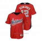 Maglia Baseball Bambino All Star Game Majestic Kyle Schwarber 2018 1ªRun Derby National League Rosso