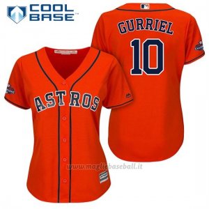 Maglia Baseball Donna Houston Astros 2017 World Series Campione Yuli Gurriel Arancione Cool Base