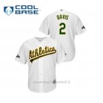 Maglia Baseball Uomo Oakland Athletics 2 Khris Davis 2019 Postseason Cool Base Bianco
