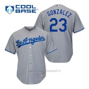 Maglia Baseball Uomo Los Angeles Dodgers Adrian Gonzalez 23 Grigio Cool Base