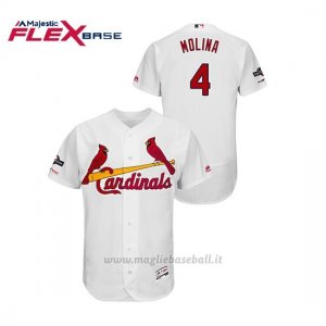 Maglia Baseball Uomo St. Louis Cardinals 4 Yadier Molina 2019 Postseason Flex Base Bianco