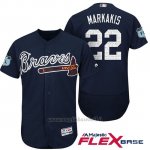 Maglia Baseball Uomo Atlanta Braves 22 Nick Markakis Blu 2017 Allenamento Primaverile Flex Base