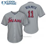 Maglia Baseball Uomo Miami Marlins 2017 Estrellas y Rayas J.t. Realmuto Grigio Cool Base