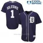 Maglia Baseball Uomo Detroit Tigers Jose Iglesias 1 Blu Blu Cool Base