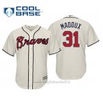 Maglia Baseball Uomo Atlanta Braves Greg Maddux Cool Base Majestic Alternato 2019 Crema