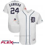 Maglia Baseball Uomo Detroit Tigers 2017 Estrellas y Rayas Miguel Cabrera Bianco Flex Base