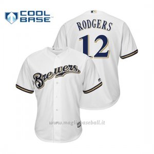 Maglia Baseball Uomo Milwaukee Brewers Aaron Rodgers Cool Base Majestic MLB Crossover Bianco