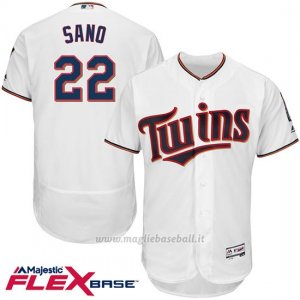 Maglia Baseball Uomo Minnesota Twins Miguel Sano 22 Bianco Flex Base Autentico Collezione Giocatore