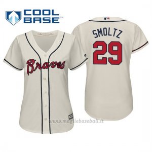 Maglia Baseball Donna Atlanta Braves John Smoltz Cool Base Majestic Alternato 2019 Crema