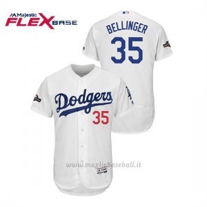 Maglia Baseball Uomo Los Angeles Dodgers 35 Cody Bellinger 2019 Postseason Flex Base Bianco