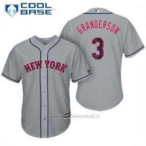 Maglia Baseball Uomo New York Mets 2017 Estrellas y Rayas Curtis Granderson Grigio Cool Base