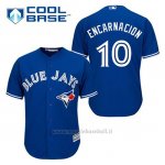 Maglia Baseball Uomo Toronto Blue Jays Edwin Encarnacion 10 Blu Alterner Cool Base