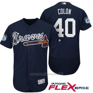 Maglia Baseball Uomo Atlanta Braves 40 Bartolo Colon Blu 2017 Allenamento Primaverile Flex Base