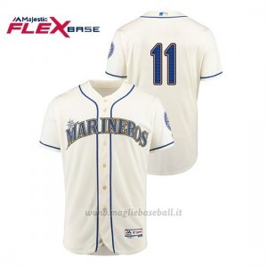 Maglia Baseball Uomo Seattle Mariners 11 Edgar Martinez Hispanic Heritage Flex Base Crema