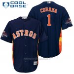Maglia Baseball Uomo Houston Astros 2017 World Series Campione Carlos Correa Blu Cool Base