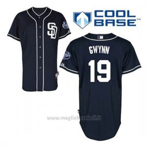 Maglia Baseball Uomo San Diego Padres Tony Gwynn 19 Blu Blu Alterner Cool Base