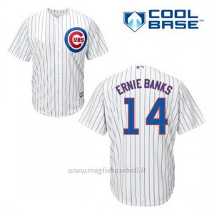 Maglia Baseball Uomo Chicago Cubs 14 Ernie Banks Bianco 1ªCool Base