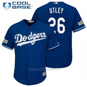 Maglia Baseball Uomo Los Angeles Dodgers 2017 Postseason Chase Utley Cool Base
