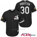 Maglia Baseball Uomo Chicago White Sox 30 David Robertson Nero 2017 Allenamento Primaverile Flex Base Giocatore