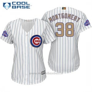 Maglia Baseball Donna Chicago Cubs 38 Mike Montgomery Bianco Or Program Cool Base
