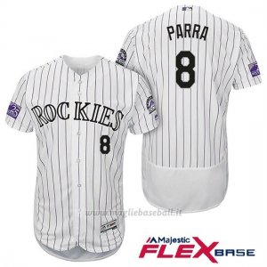 Maglia Baseball Uomo Colorado Rockies Gerardo Parra 8 Bianco 25th Season Flex Base