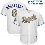 Maglia Baseball Uomo Kansas City Royals Mike Moustakas World Series Campione Or Program Bianco Cool Base