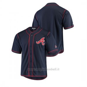 Maglia Baseball Uomo Atlanta Braves Button-down Stitches Team Color Blu