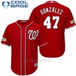 Maglia Baseball Uomo Washington Nationals 2017 Postseason Gio Gonzalez Scarlet Cool Base