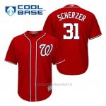 Maglia Baseball Uomo Washington Nationals Max Scherzer 31 Rosso Alterner Cool Base