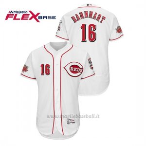 Maglia Baseball Uomo Cincinnati Reds Tucker Barnhart 150th Aniversario Patch Flex Base Bianco