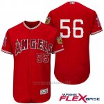 Maglia Baseball Uomo Los Angeles Angels Kole Calhoun 56 Scarlet 2017 Allenamento Primaverile Flex Base Giocatore
