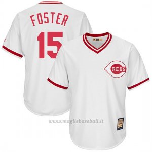 Maglia Baseball Uomo Cincinnati Reds Mensrojos 15 George Foster Bianco Cooperstown Collezione