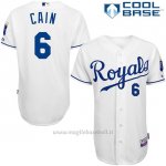 Maglia Baseball Uomo Kansas City Royals Lorenzo Cain 1ª6300 Giocatore Bianco Cool Base