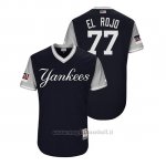 Maglia Baseball Uomo New York Yankees Clint Frazier 2018 Llws Players Weekend El Rosso Blu