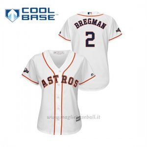 Maglia Baseball Donna Houston Astros 2 Alex Bregman 2019 Postseason Cool Base Bianco
