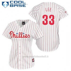 Maglia Baseball Uomo Philadelphia Phillies Cliff Lee 33 Bianco Cool Base