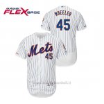 Maglia Baseball Uomo New York Mets Zack Wheeler 150th Aniversario Patch Autentico Flex Base Bianco