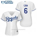 Maglia Baseball Donna Kansas City Royals Lorenzo Cain 6 Bianco 1ªCool Base