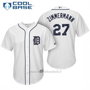 Maglia Baseball Uomo Detroit Tigers 2017 Estrellas y Rayas Jordan Zimmermann Bianco Cool Base