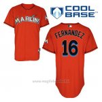Maglia Baseball Uomo Miami Marlins Jose Fernandez 16 Arancione Alterner Cool Base