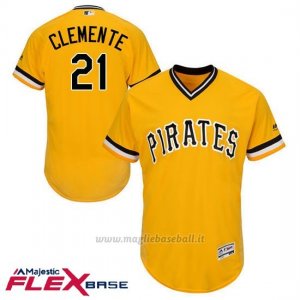 Maglia Baseball Uomo Pittsburgh Pirates Roberto Clemente Majestic Autentico Collezione Or Flex Base Giocatore