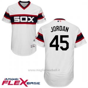 Maglia Baseball Uomo Chicago White Sox Michael Jordan 45 Majestic Autentico Collezione Flex Base Bianco Giocatore