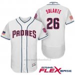 Maglia Baseball Uomo San Diego Padres 2017 Estrellas y Rayas Yangervis Solarte Bianco Flex Base