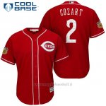 Maglia Baseball Uomo Cincinnati Reds Zack Cozart 2 Scarlet 2017 Allenamento Primaverile Cool Base Giocatore