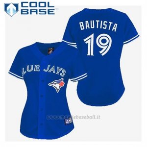 Maglia Baseball Uomo Toronto Blue Jays Jose Bautista 19 Blu Cool Base