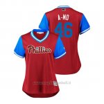 Maglia Baseball Donna Philadelphia Phillies Adam Morgan 2018 Llws Players Weekend A Mo Scarlet