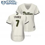 Maglia Baseball Donna Philadelphia Phillies Maikel Franco 2018 Dia de los Caidos Cool Base Crema